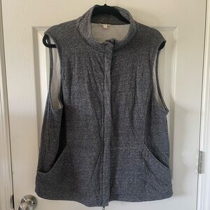 EILEEN FISHER FULL ZIP DOUBLE Zip 100% ORGANIC COTTON VEST EUC Size Large